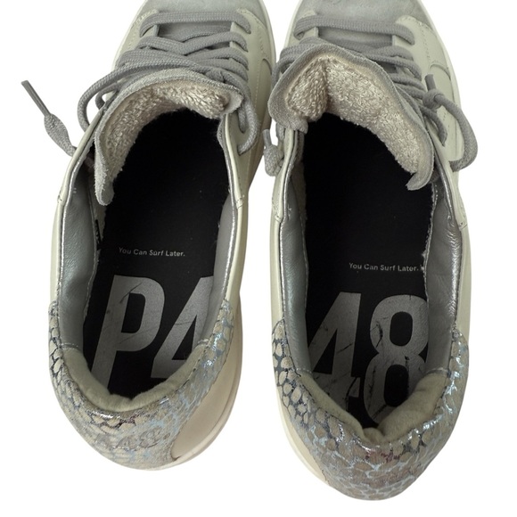 P448 Thea Platform Sneaker Women’s Size EU 40 9.5 Leather Grey White New WOBox - Picture 7 of 14